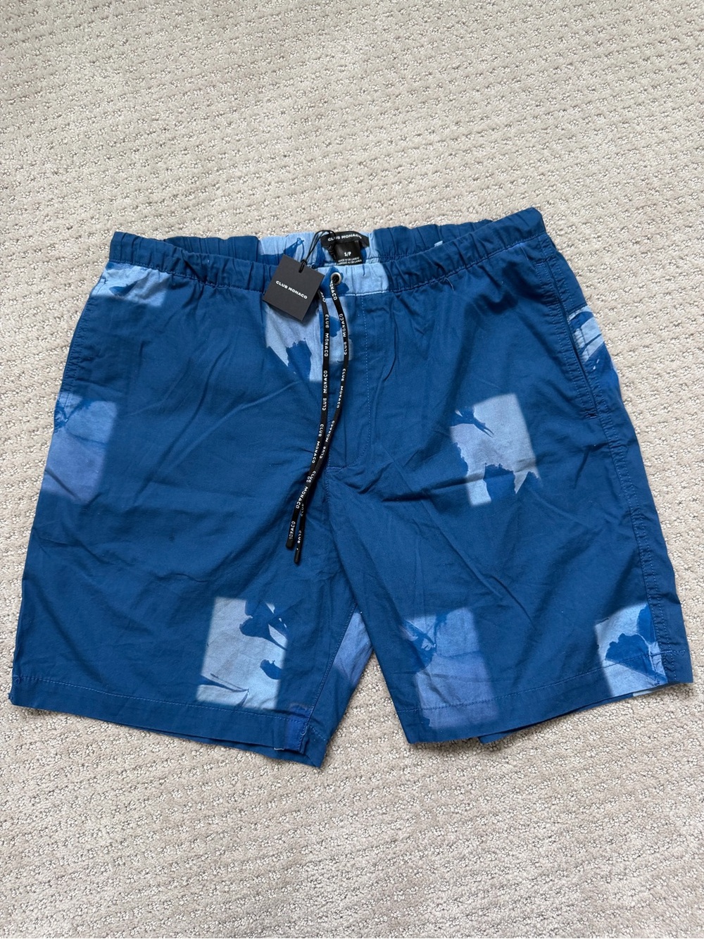 Club Monaco Navy & Light Blue Patterned Swim Trunks NEW!